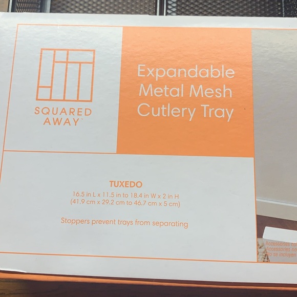 Expandable Metal Mesh Cutlery Tray Desk organizer. Black. - Picture 2 of 3